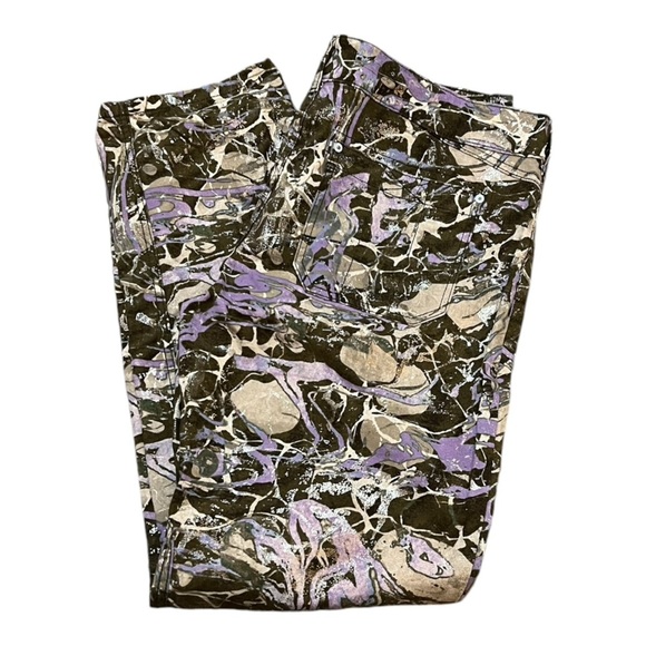 Pilcro The Wanderer Camo Multicolor Jeans Green Cream Purple Metallic Size 32T - Picture 5 of 16